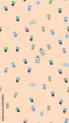 Potted succulents and cacti pattern