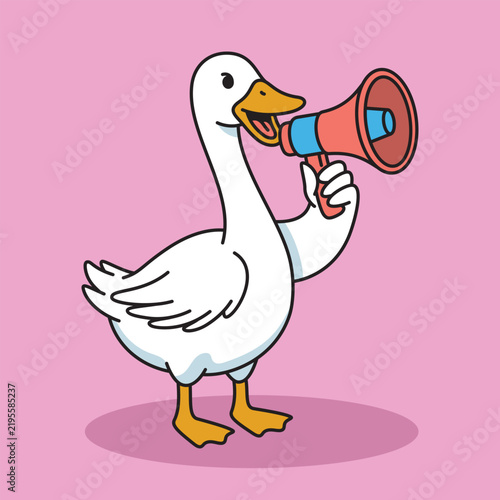 cartoon goose speaking into a megaphone