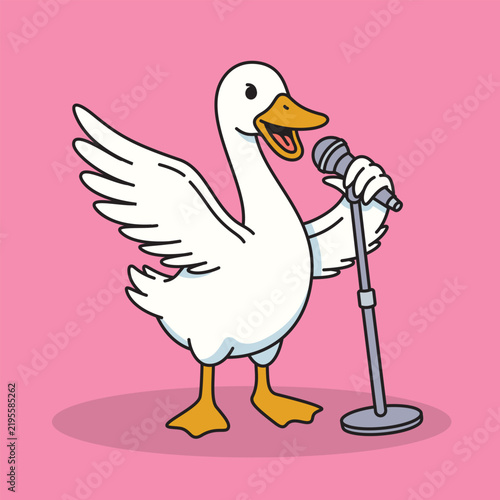 cartoon goose singing into a microphone