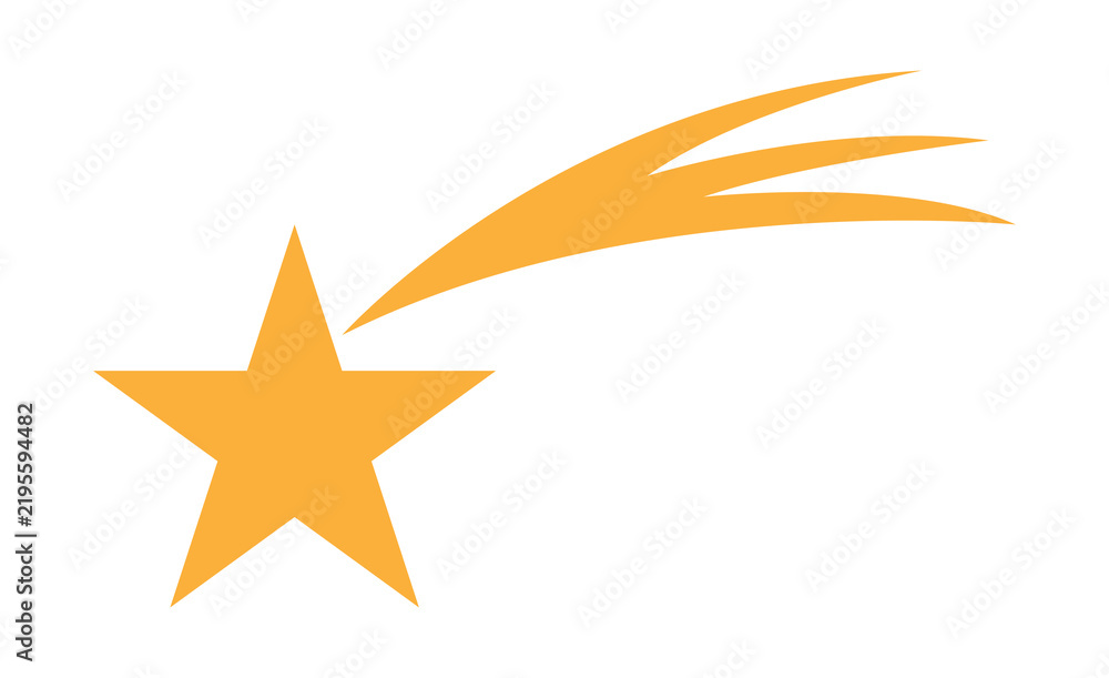 Fototapeta premium Shooting star icon with yellow body and flying tail