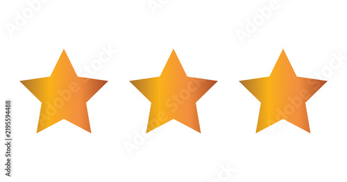Three golden orange rating stars in horizontal row