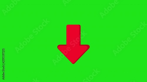 Down Arrow Direction and Navigation Symbol Animation Green Screen Background. 4K Resolution