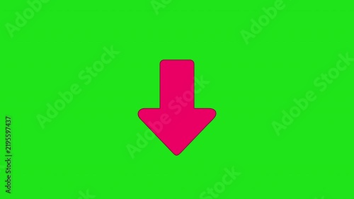 Down Arrow Direction and Navigation Symbol Animation Green Screen Background. 4K Resolution