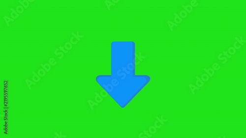Down Arrow Direction and Navigation Symbol Animation Green Screen Background. 4K Resolution