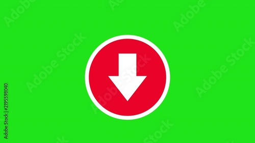 Down Arrow Direction and Navigation Symbol Animation Green Screen Background. 4K Resolution