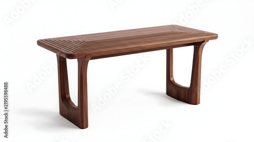 Long Wooden Coffee Table with Curved Legs and Natural Finish