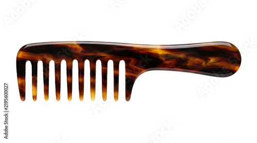 Tortoise shell hair comb on transparent background