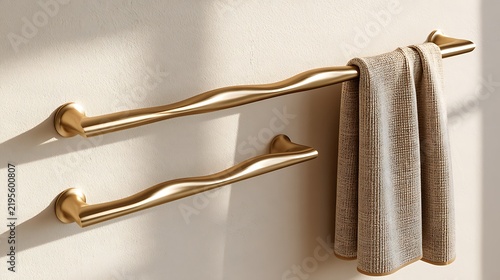 Elegant Wall-Mounted Bathroom Towel Bar with Fabric Hand Towel in Modern Home