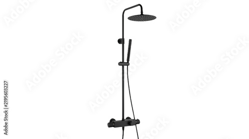 Black shower system on transparent background