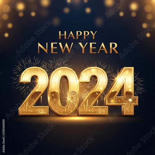 Plakat 新年の輝き、光り輝く未来、祝賀、新年２０２４