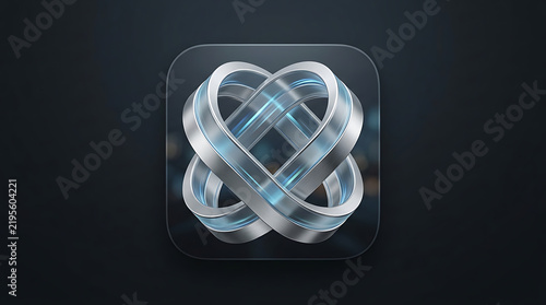 Futuristic metallic heart-shaped knot symbolizing innovation and connection