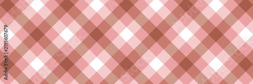 Seamless dusty pink and brown gingham plaid pattern. Diagonal gingham grid background for picnic, fabric, textile, wallpaper, wrap, and design.