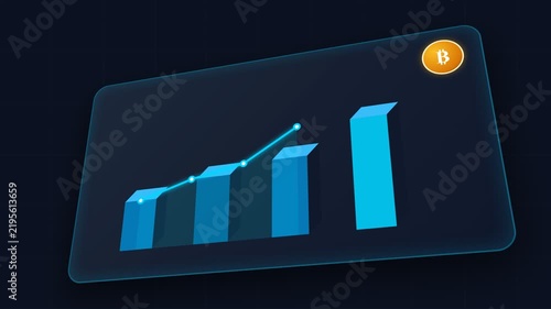 Bitcoin Crypto Chart Animating Upward Growth on Digital Display for Financial Analysis