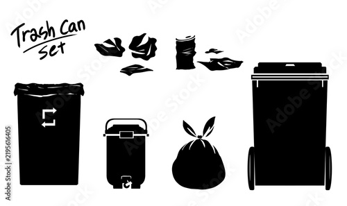 Foto Trash can set 쓰레기통 음식물 쓰레기 쓰레기들 재활용 폐기 처리 휴지통 쓰레기봉투 쓰봉 음쓰봉