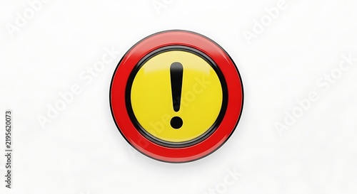 Exclamation mark warning sign icon on a yellow and red circular background