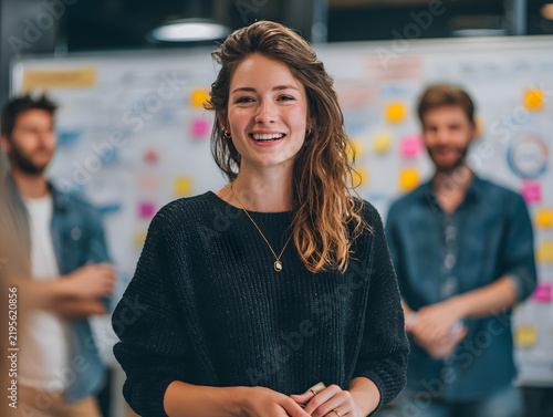 woman presenting visual identity strategy 