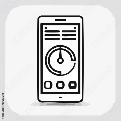 Mobile Analytics Dashboard Icon – Smartphone Performance Gauge and Data Report