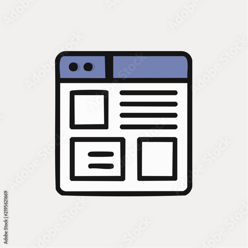 Website Design Layout Icon – Modern Web Interface and Content Structure