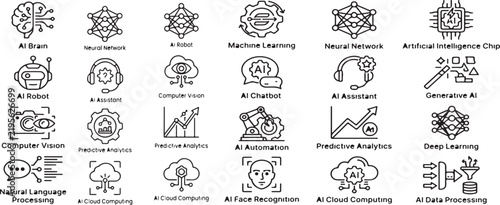 AI and Smart Technology Outline Icon Collection