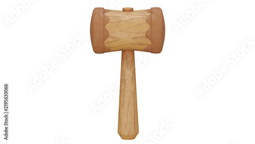 Canvastavla 3d rendering wooden mallet with large head and sturdy handle