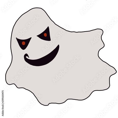 Cute smiling white ghost character
