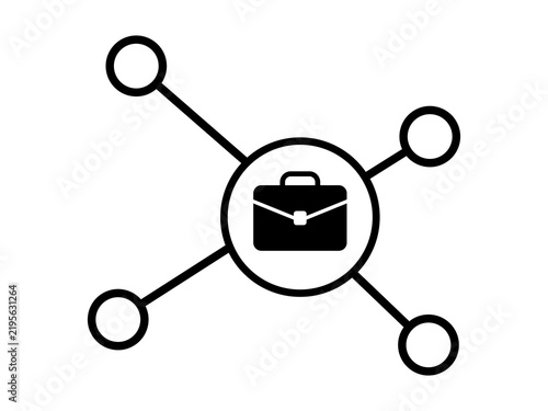 Business briefcase icon connected to four nodes isolated on transparent background