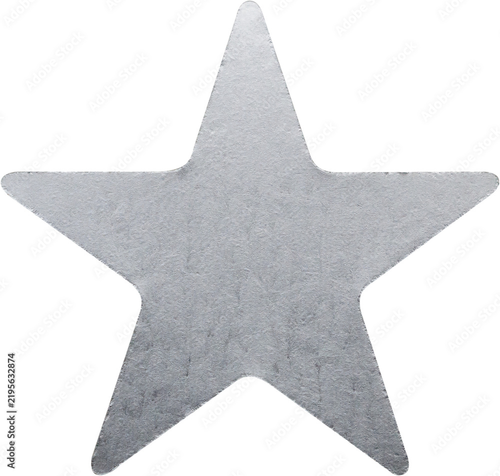 Obraz premium Silver Foil Star Sticker Isolated on White Background