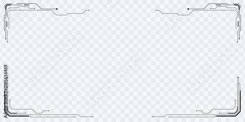 Futuristic black circuit HUD frame technology border.