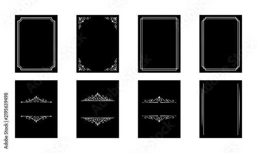Elegant Decorative Frames, Ornate Borders, Vintage Flourish Elements, Set of 8 Vector Graphics