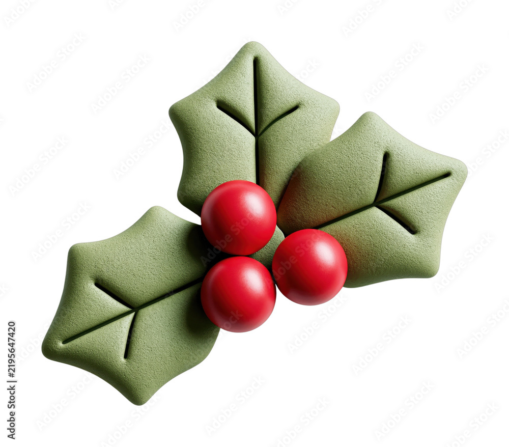 Obraz premium PNG Festive holly leaves and berries isolated on white background