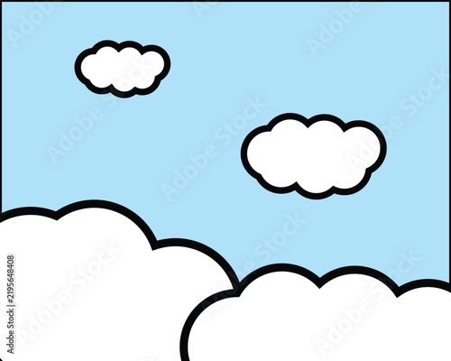 Abstract minimalist landscape cloud sky blue horizontal wall art background