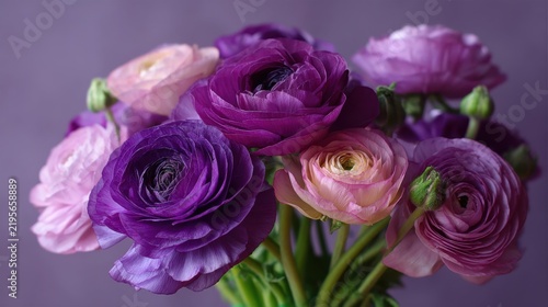 Ranunculus bouquet, spring, photo, women's day, mother's day, date, flowers, march 8, purple, pink