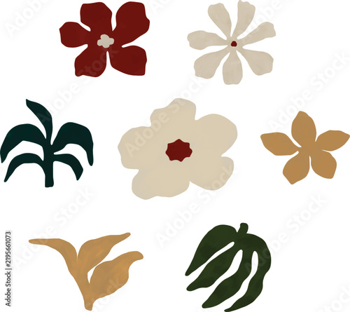 Earthy Neutral Boho Floral and Botanical Leaf Clipart Set