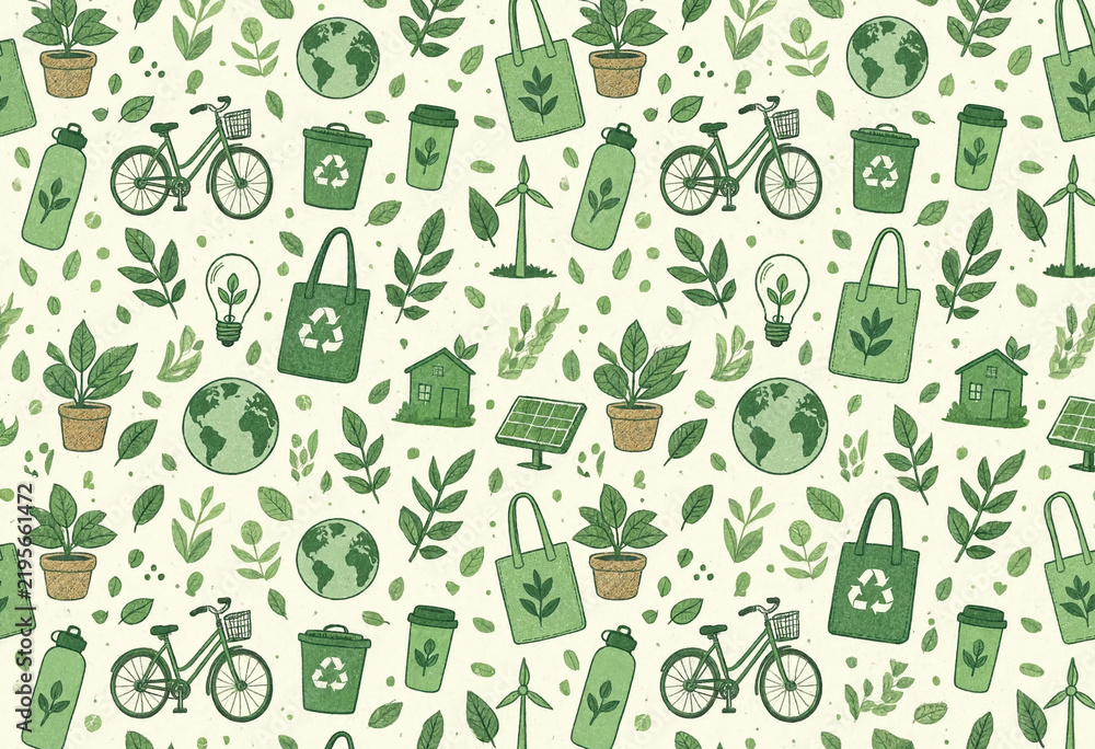Green patterns celebrate eco-friendly living