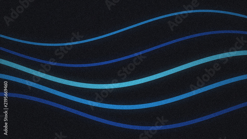 Abstract flowing blue waves with textured grain dark digital background.