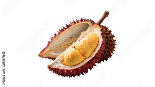 Obraz na płótnie Fresh ripe exotic brown durian fruit slice isolated on transparent background