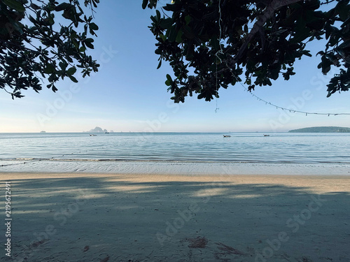 Peaceful Morning Seascape at Ao Nang Beach with Island Views, Krabi, Thailand