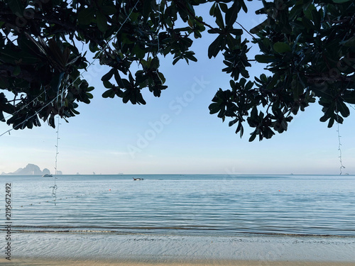Peaceful Morning Seascape at Ao Nang Beach with Island Views, Krabi, Thailand