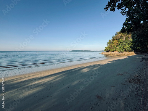 Peaceful Morning Seascape at Ao Nang Beach with Island Views, Krabi, Thailand