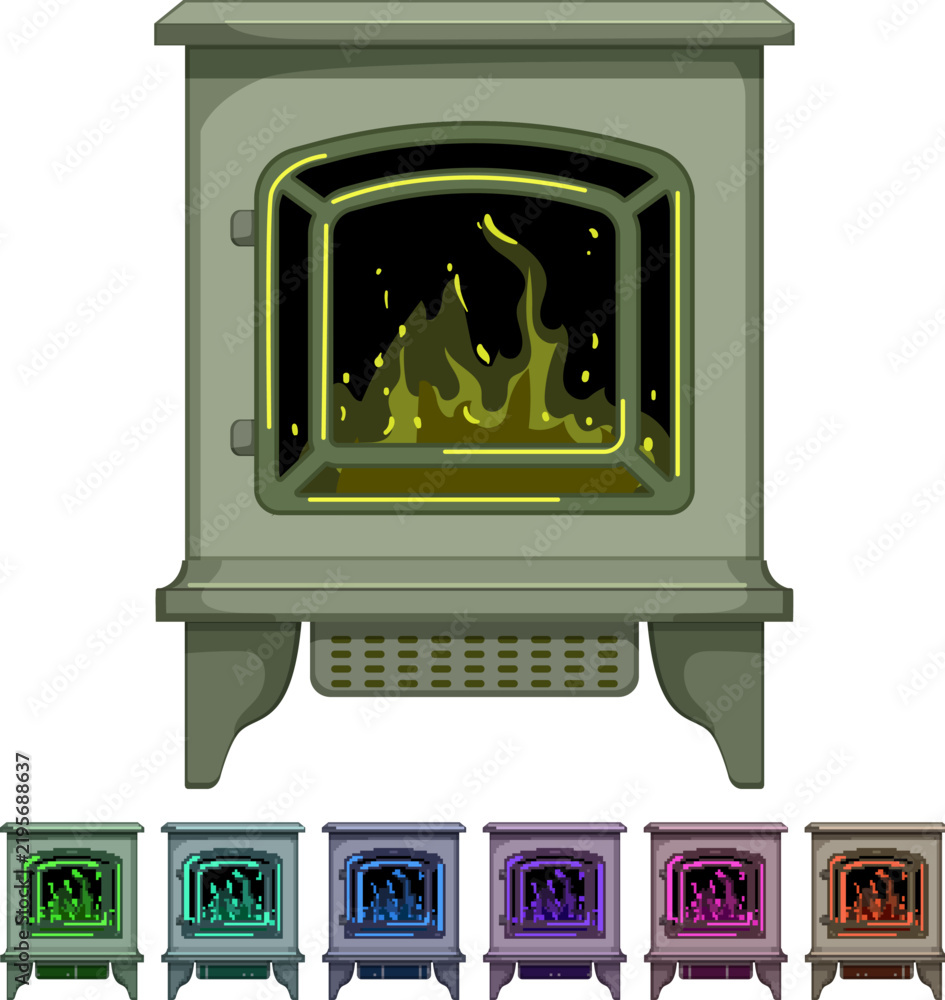 Naklejka premium furniture fireplace cartoon. furniture fireplace sign colorful illustration