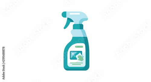 Spray bottle with cleaning illustration is depicted in a flat vector style