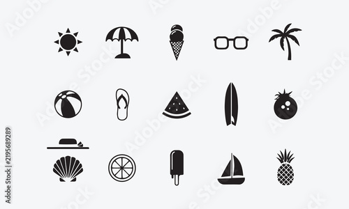 Summer Line Icons Set – Editable Seasonal Beach, Sun, Vacation and Holiday Vector Collection