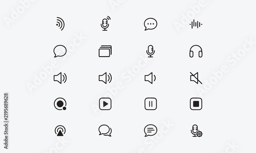  Voice web icons in line voice recognition, message, audio, speech, collection