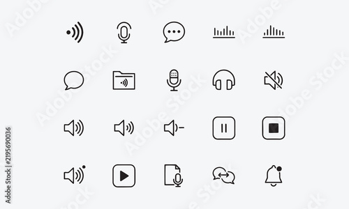  Voice web icons in line voice recognition, message, audio, speech, collection
