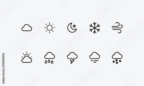 Weather Web Icons Line Style – Editable Forecast, Climate and Meteorology Symbol Set 