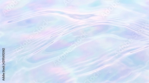 Soft Pastel Holographic Water Surface Ripple with Pearl Shimmer for Beauty and Skincare Background オーロラ色に輝く和やかな水面の波紋と微細なホログラムの質感のスキンケア背景素材