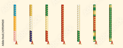 Colorful Traditional Dandiya Sticks Collection for Navratri Festival Celebration and Cultural Events vector illustration