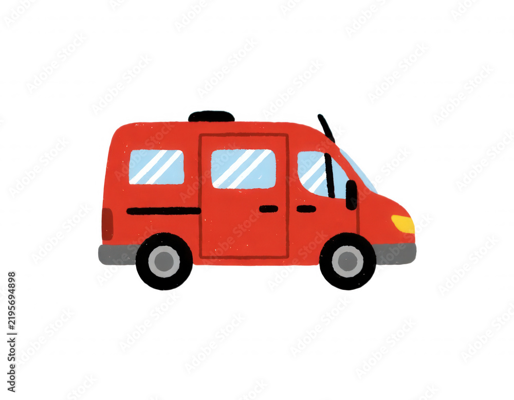 Fototapeta premium Red Van Side View Isolated Transparent Background