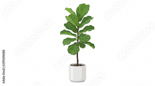 Fiddle Leaf Fig with large vibrant leaves in a stylish modern pot.