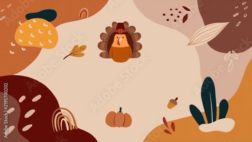 Abstract turkey and autumn themed background animation